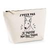 Toiletry Bag - PLANETEE - I Can't I Prefer My Bull Terrier - 100% Beige Cotton - 3 L - Metal Zip