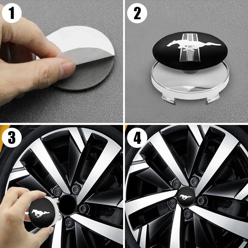 4 Stück 56mm 60mm Auto Radnabenkappe Felgenabdeckung Logo Aufkleber Für Ford ST Fiesta Focus Mk2 3 4 Edition Mondeo Fusion FOOSE Mustang