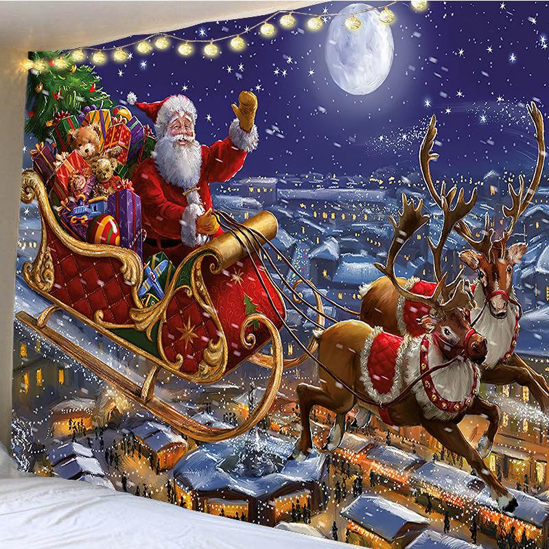 Modern Fashion Style Santa Claus Pattern Wall Hanging Home Decor Tapestry Bedroom Room Background Wall Christmas Tapestry