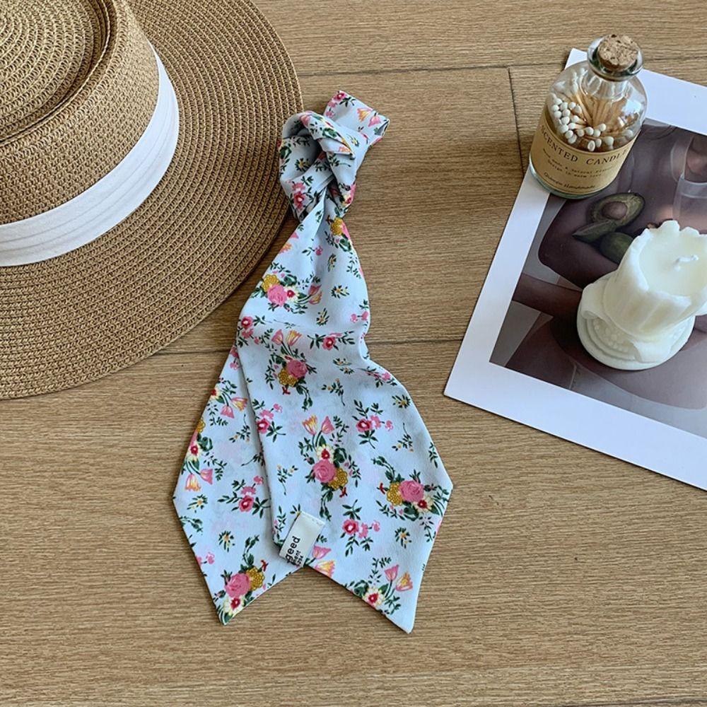 Ribbon Floral Scarf Leopard Print Shirt Tie Retro Long Scarves  Party