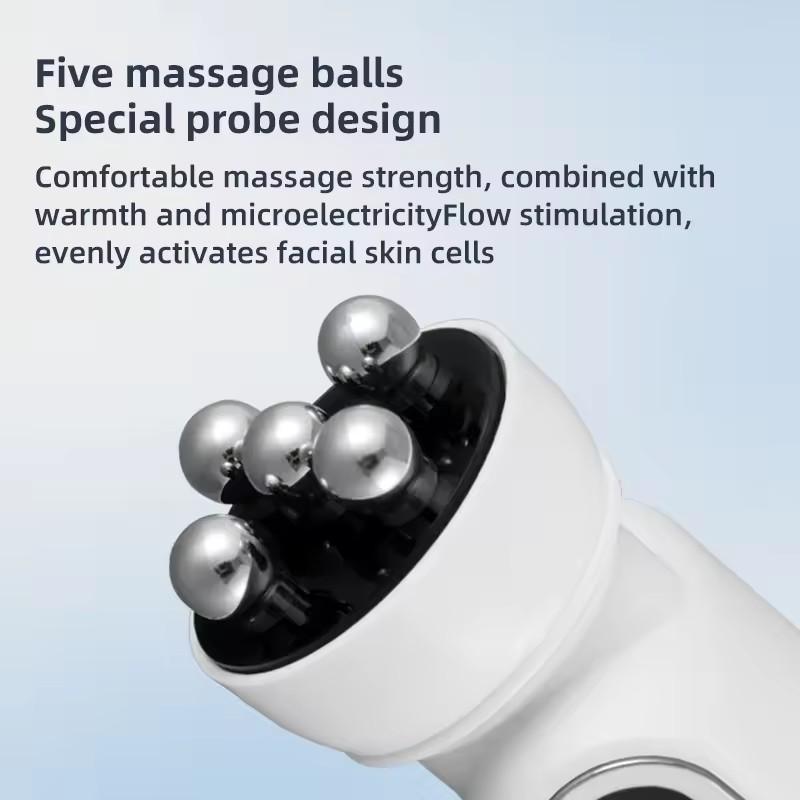 Facial Roller Massager EMS LED Phototherapy Rotary Massage Heating Introduction For Fine Pores Reduction Fine Lines