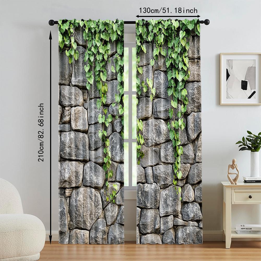 2 Stück, vielseitige transparente Polyestervorhänge zur Heimdekoration Kletter-Efeu-Ranken_ Blatt zur Verwendung in Schlaf- und Wohnzimmern
