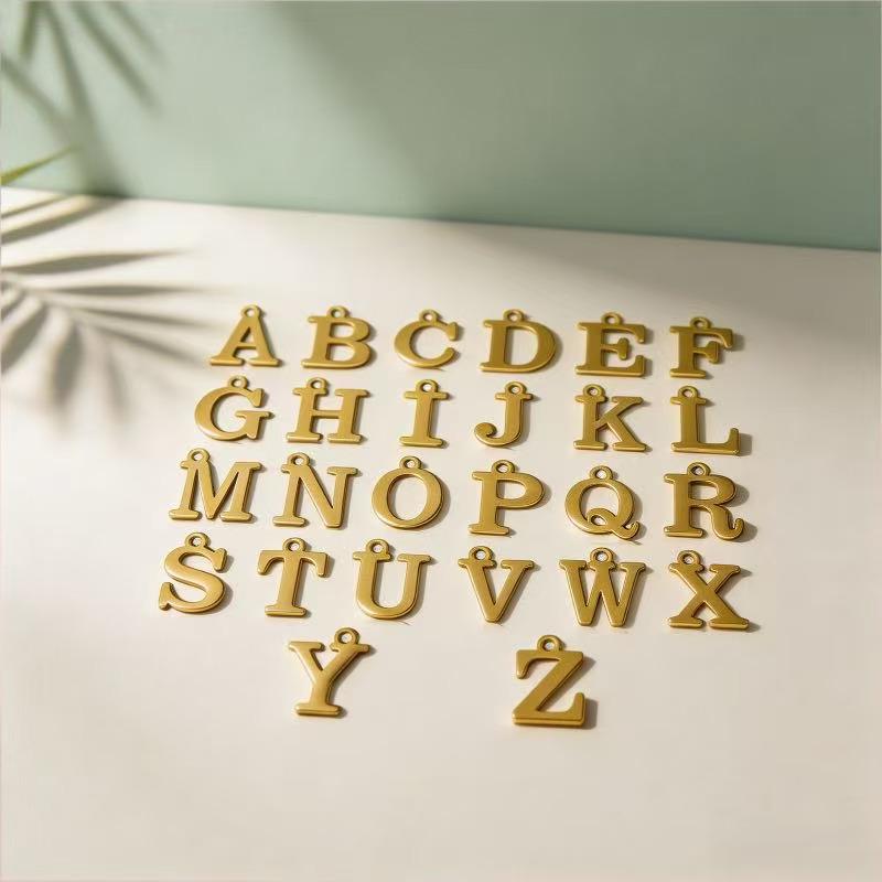 DIY Jewelry Accessories: 26 Alphabet Titanium Steel Pendants for Bracelets, Necklaces, Handmade Charms