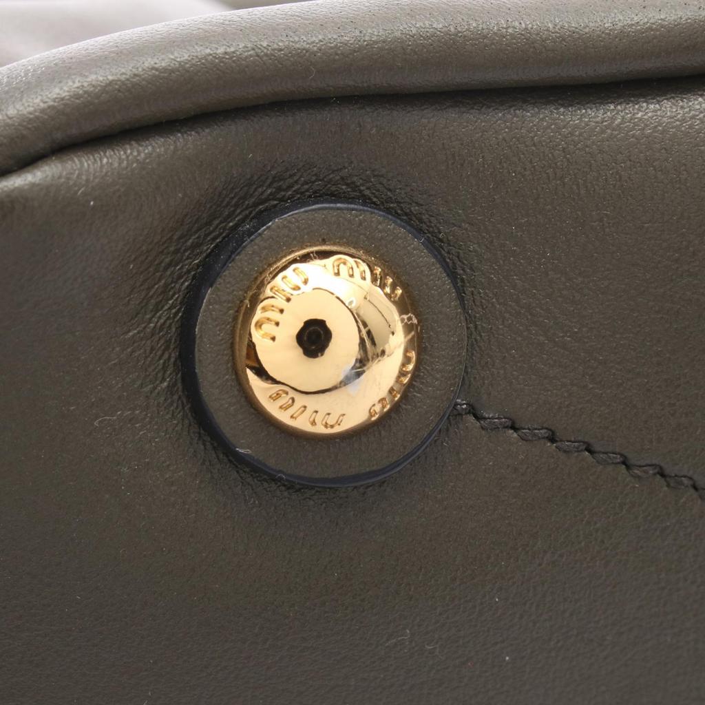 Used Miu Miu 2WAY Handbag RN1078 Leather Khaki Black Blue Used Women