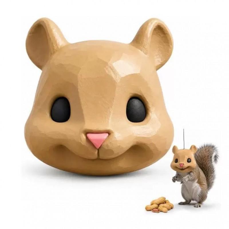 Squirrel Head Bird Feeder Outdoor Hanging Cartoon Garden Decor