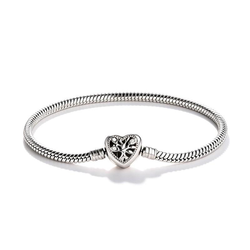 Stainless Steel Heart Charm Snake Chain Bracelet Women 3mm Link Polished Finish 15-21cm Adjustable Length Steel Heart Shape Snake Chain Bracelet 15cm