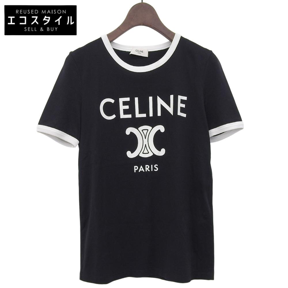 Celine Excellent Condition CELINE PARIS Cotton Ringer T-shirt, Women's, Black and White, Size XS, 2X872671Q.38W Tops XS Black WhiteUsed