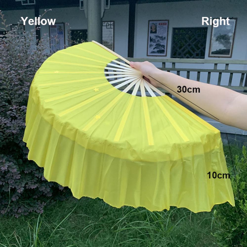 30cm Bamboo Chinese Short Bellydance Fan 5 Colors 10 Styles Bamboo Fans 15cm Half Circle Silk Hand Dye Adults Fan