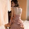 2PC Robe Nightgown Set Women Sexy Lace Bathrobe Nightdress Gown Loungewear Satin Sleepwear Nightgown Home Wear