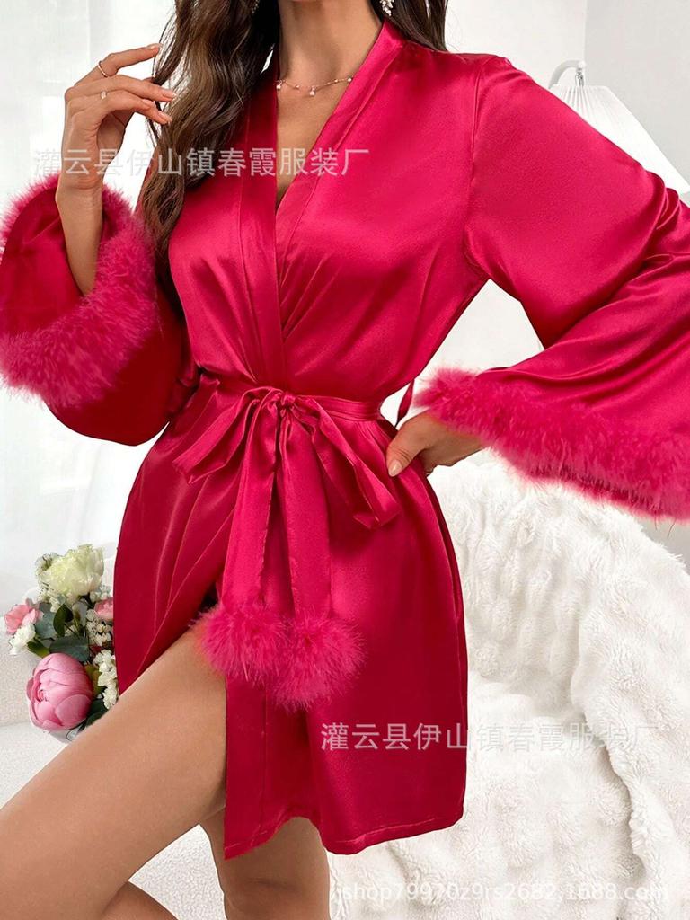 Νέο, δαντελωτό μπουρνούζι γυναικείο σέξι νυχτικό ρούχο χαλάρωσης γυναικείο