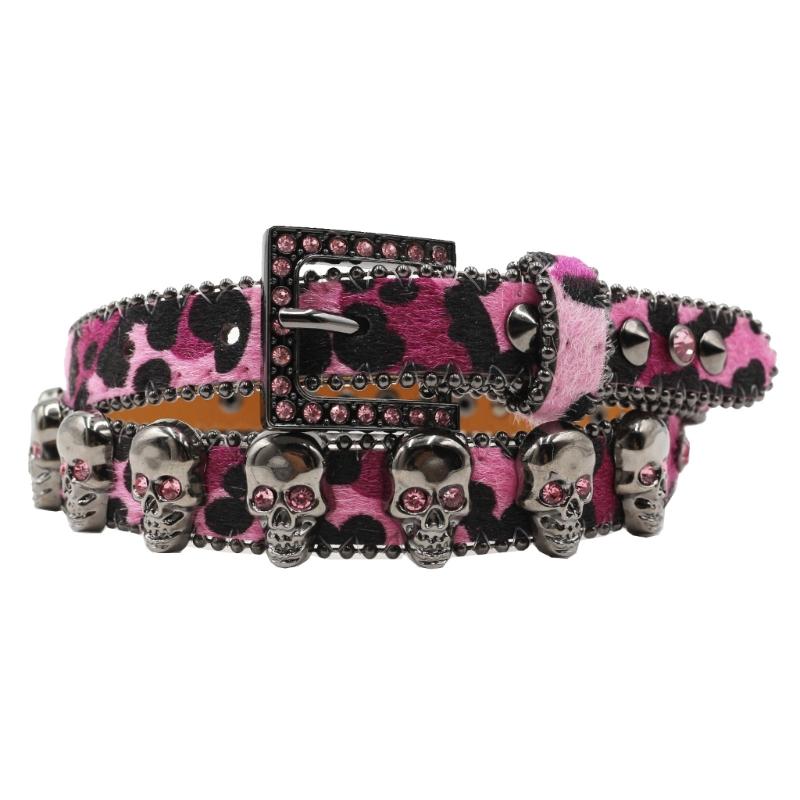 Trendy Waist Belt Studded Rhinestones Crystal for Street Dance Rivets Belt Livehouse Punk Waist Chain Skull Buckle