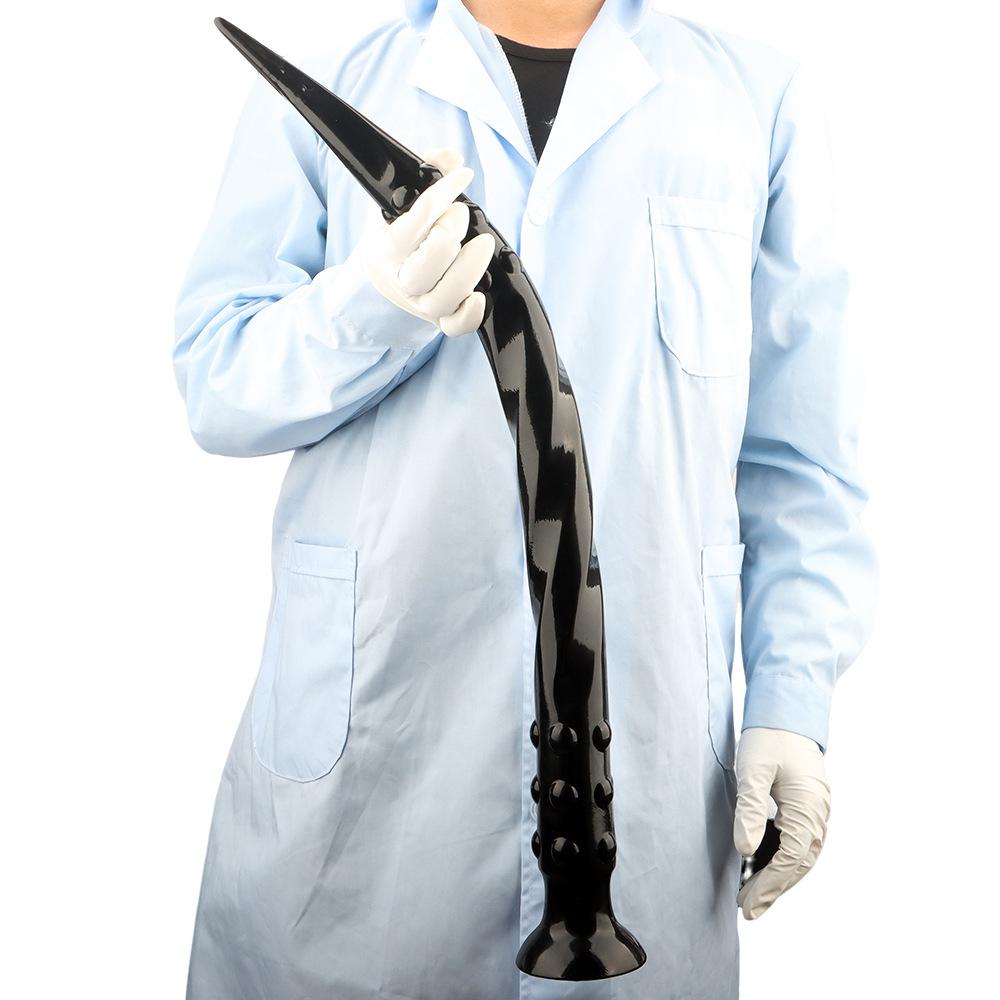 Plug Anal PVC Noir Extra Long Dilatateur Anal Jouet Sexuel Strap-on Pénis Dick Réaliste Grosse Queue Fisting