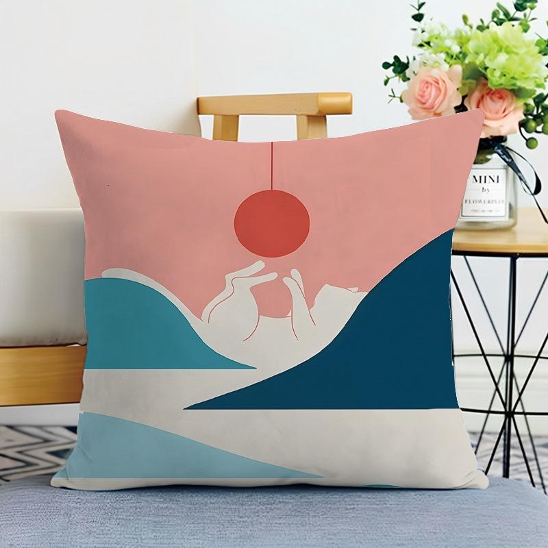 Simple Mountain Print Decorative Pillowcase Bedroom Living Room Square Cushion Pillowcase