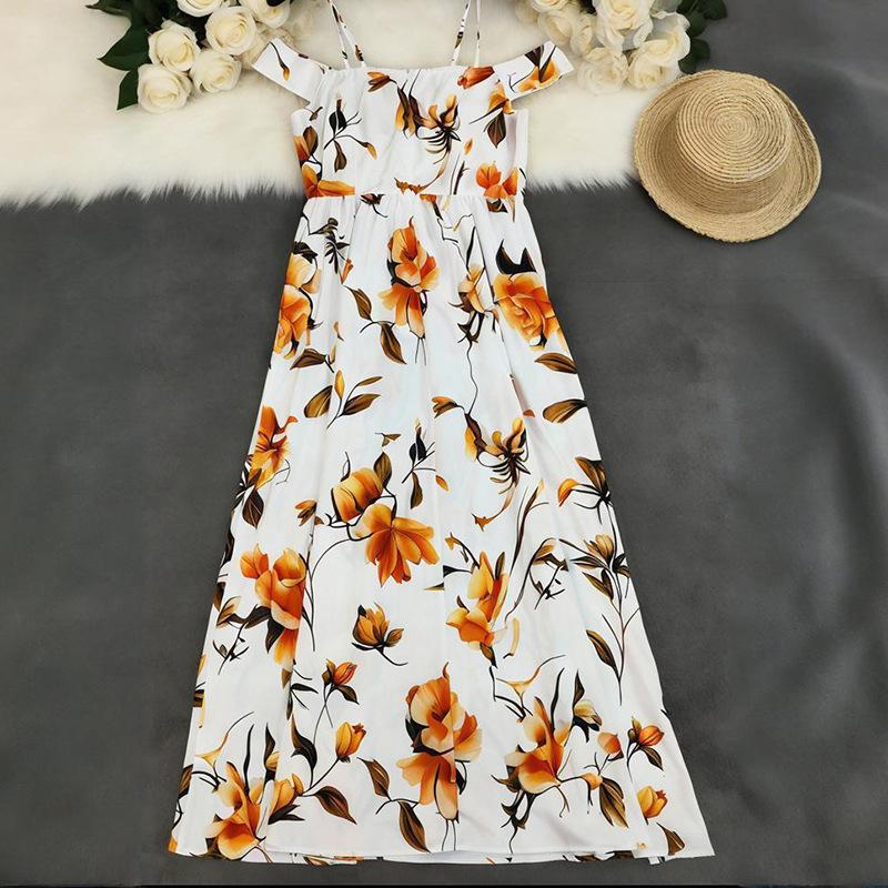 European and American Summer New Women's Printed Sexy Tube Top Suspender Dress