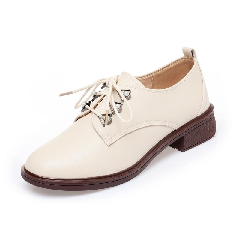

Модная женская обувь AIYUQI больших размеров 41 42 43 из натуральной кожи, повседневные женские оксфорды, обувь на шнуровке в британском стиле для женщин 43 бежевый