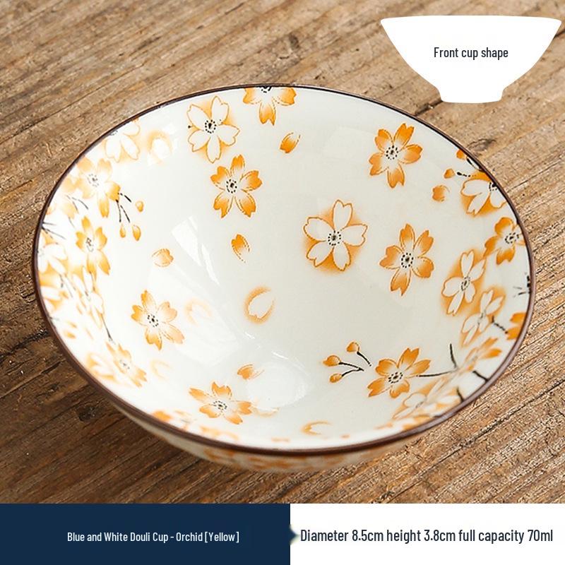 Two-Color Blue & White Porcelain Douli Teacup - Ceramic Kung Fu Master Cup, Japanese Tasting Bowl, Single Tea Cup.