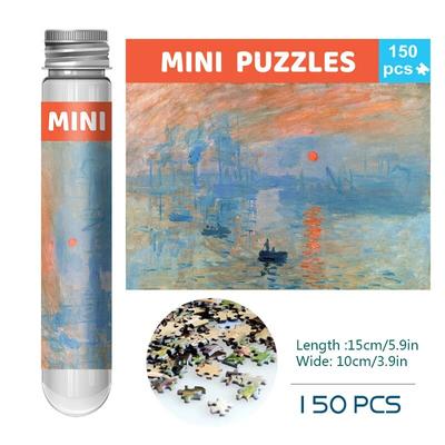 Monet - Sunrise Impression+Photo Frame  150 Mini Test Tube Puzzle World Famous Painting Series Travel Puzzle YC-M
