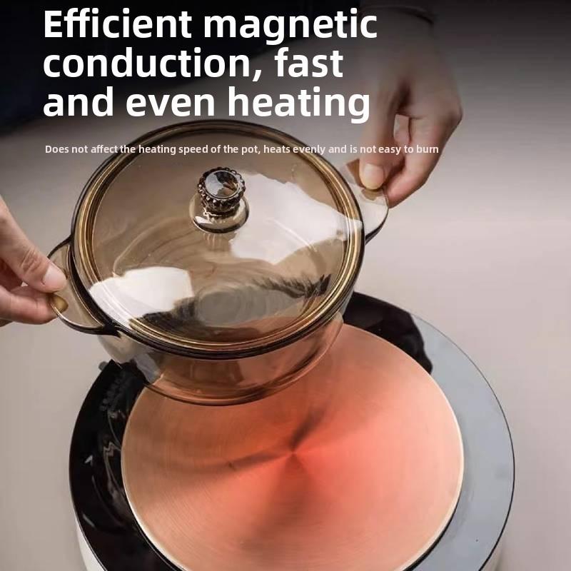 Piastra di Trasferimento Calore per Fornelli Elettrici Pad Magnetico in Rame per Compatibilità Pentole da Cucina