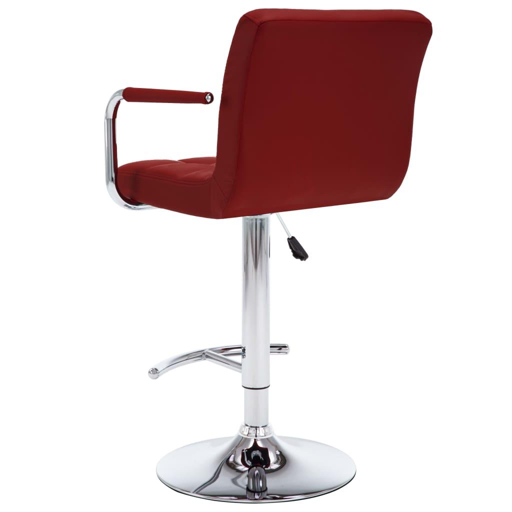 Bar Stool Set 2 Pieces Burgundy Artificial Leather