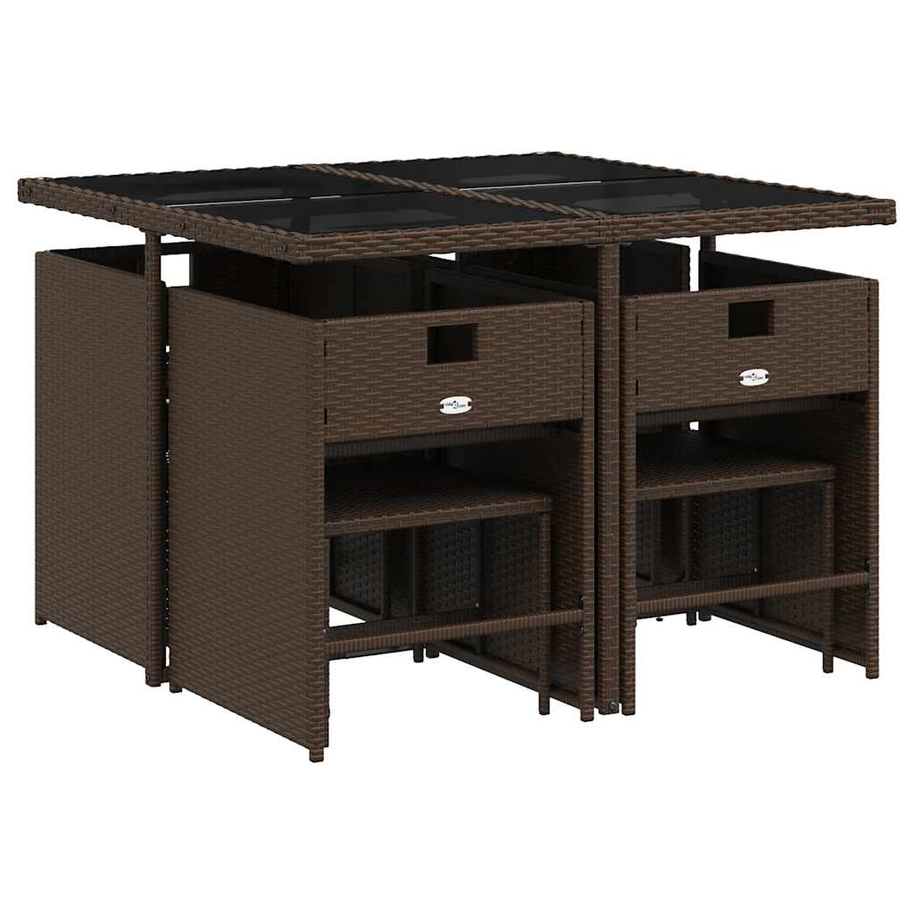 Vidaxl 9-Cz. Tuinmeubelset Met Kussens, Bruin, Pe Rotan