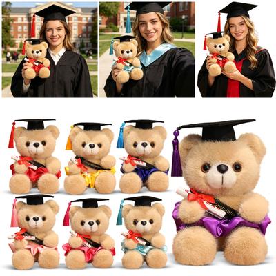 Plush Graduation Bear with Cap and Diploma Soft Stuffed Animal Toy for Graduation Celebration Gift Decoration