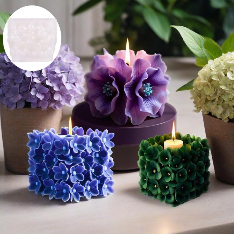 Flower Embossed Cubic Silicone Candle Molds Baking Mould for Epoxy Resin Making Candle Soap Chocolate Home Decoration