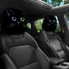 Cute Black Cat with Heterochromatic Eyes and Car Decoration Headrest Covers 2pcs Artistic Style Perfect Holiday Gift