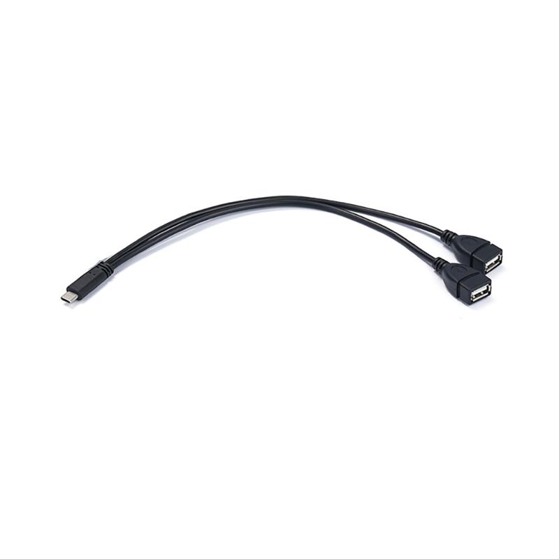 

30cm Type C to Double USB Converter Adapter Cord Male/Female to Female Charger Cable Supports 15W for Mobile Devices