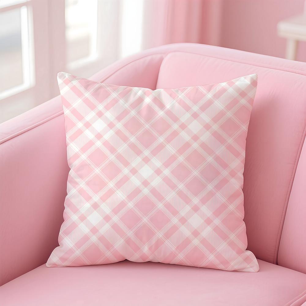 simple Monochromatic check pattern Cushion Cover Pillow Case Soft Skin Friendly Fabric  Concealed Zipper