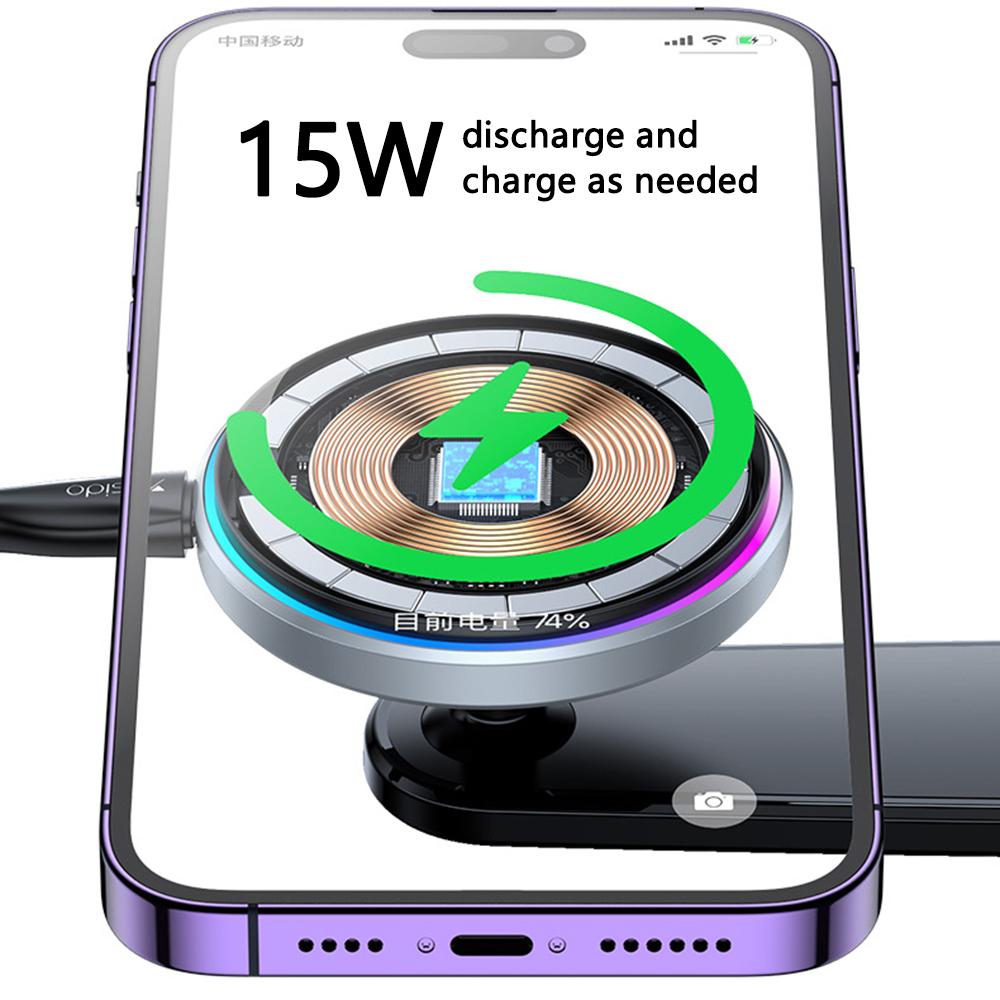 YESIDO C292 15W Magnetic Wireless Charger Cellphone Holder Bracket with Ambient Light