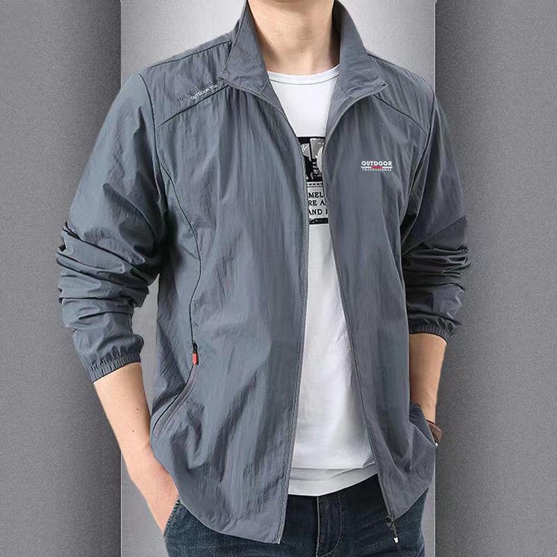 Windproof Quick Dry Capable Solid Loose Jackets Turn-down Collar Simplicity Handsome Zipper Pockets Spring Summer Men's Clothing