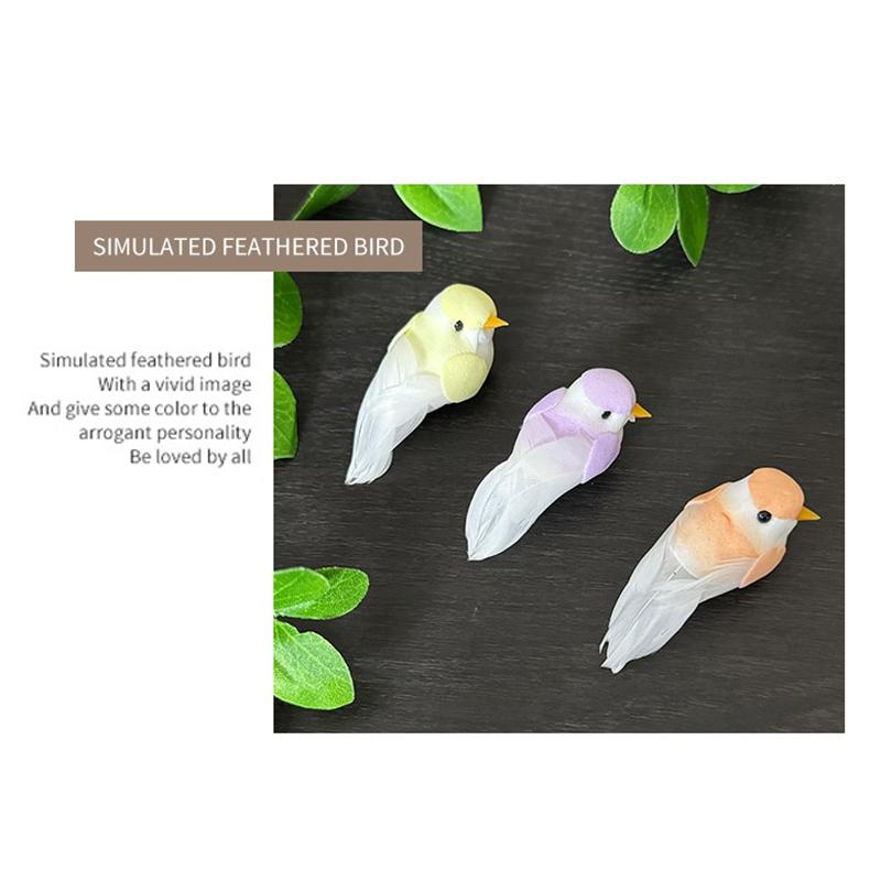 2Pcs Cute Artificial Birds Fake Foam Animal Simulation Feather Birds Models Tit Diy Craft Home Garden Floral Ornament Decoration