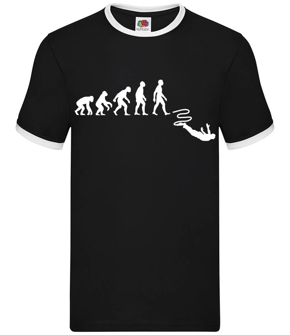 Evolution Of Man Bungee Jump - Mens Ringer - Jumping Funny Love Jumper M