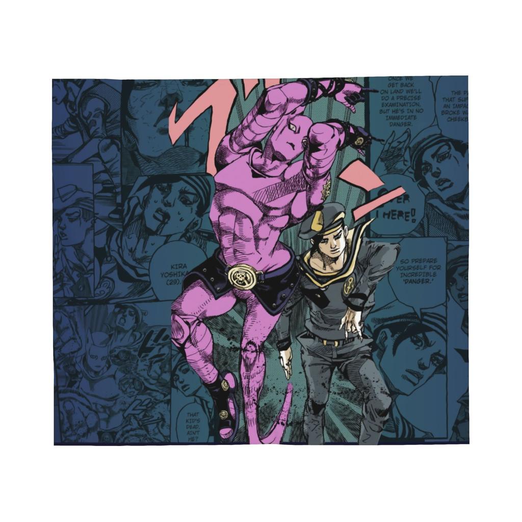 Jojo Anime Blankets Fleece Spring Autumn  Portable Super Warm Throw Blankets for Bed Car Rug Piece