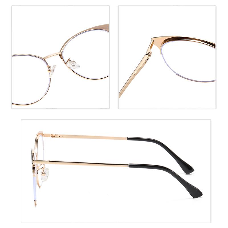 Half Frame Spring Hinge Metal Mirror Legs Cross Border Fashion Frame Point Paint Anti-Blue Light Women Men Glasses