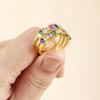 Nidin New Fashion Rainbow Geometric Exquisite Crystal AAA Zircon Ring Women Temperament Declaration Wedding Party Charm Jewelry