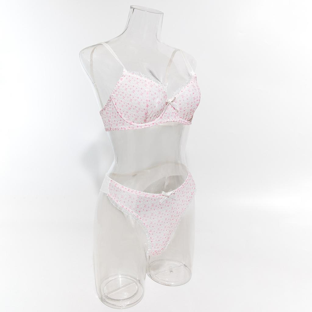 Ladies Sexy Solid Color Lace Sling Bra Lace-Up Panties Two-piece Split Sexy Suit With Steel Ring