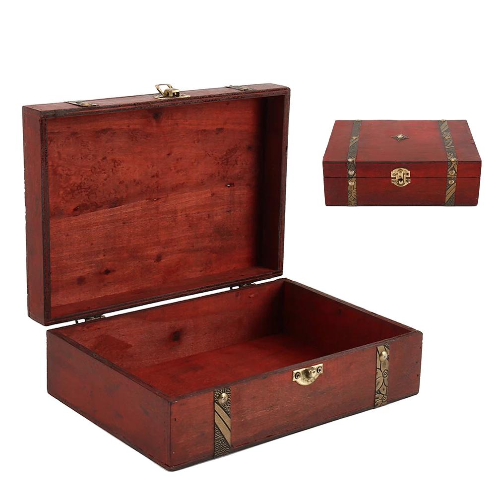 Holzkiste 23 x 16 x 7,5 cm Naturholz Aufbewahrungskoffer Heimaufbewahrung Retro Holz Andenkenbox für Kunst Hobbys Geschenk Schmuck Ringe