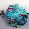 Vibrant Underwater Life Folding Umbrella - Automatic Open, 8-Rib Sturdy Iron Frame, Portable Travel Umbrella with Colorful Oce