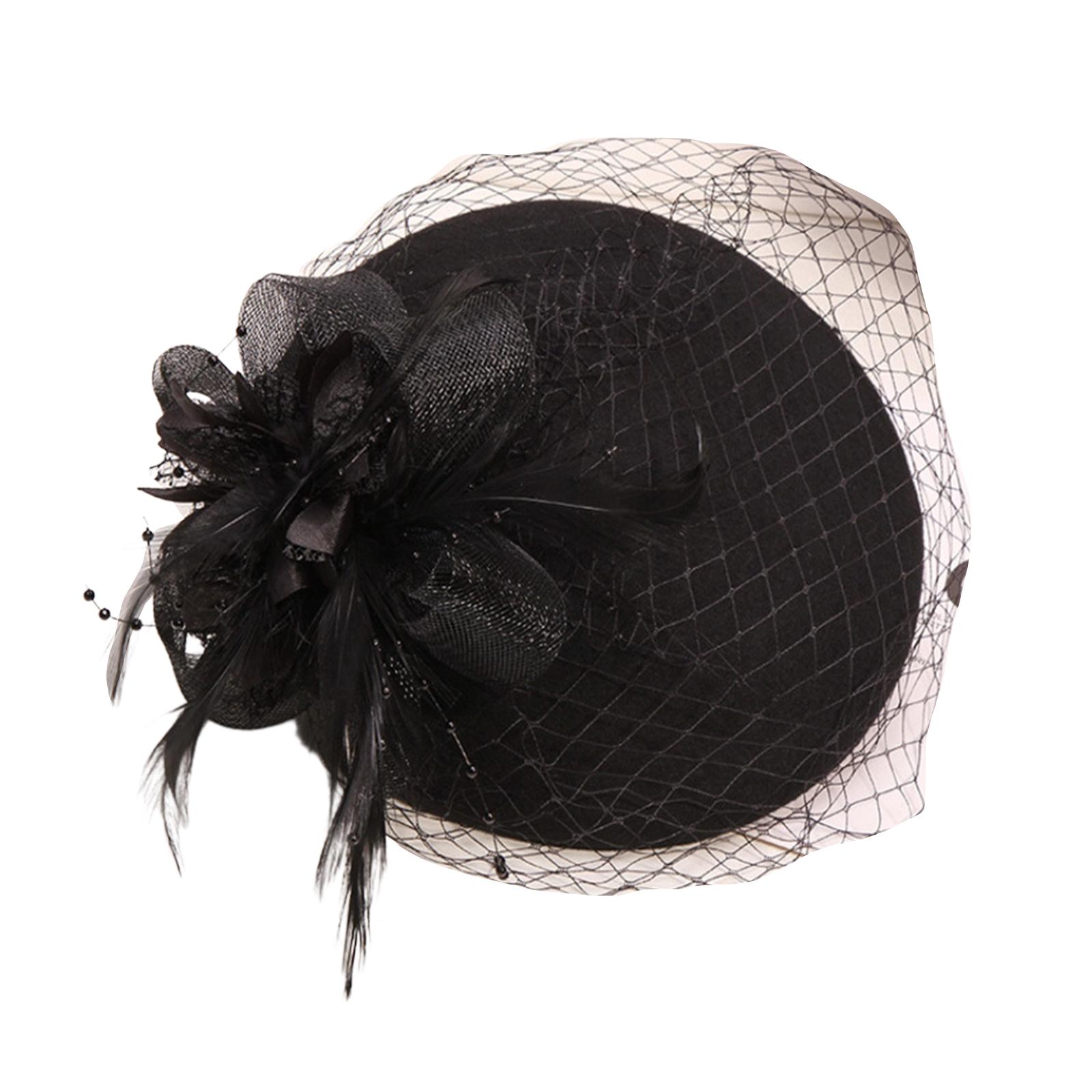 

Элегантная свадебная шляпка-фасинатор с сетчатой вуалью, шляпка-таблетка для макияжной вечеринки, для свадебной вечеринки, миссис. Мейзел чёрный