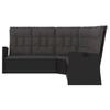 Corner Sofa - Reclining - Black - Woven Resin - Adjustable Backrest - Removable Cushions