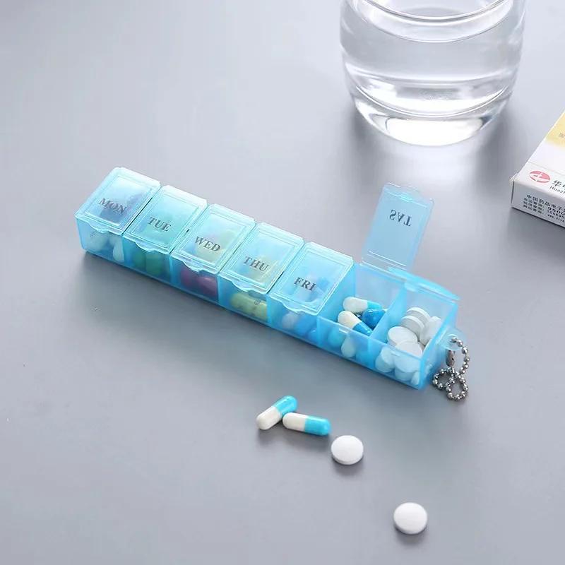 Mini Tragbare Transparente Medikamentenbox Wasserdicht Wochentags-Teiler Kleiner Pillen-Organizer Rechteckig
