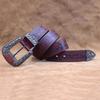American Retro Embossed Genuine Leather Belt - Handmade Business Casual Men's Trouser Belt
