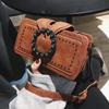 Vintage Shoulder Bag for Women PU Leather Armpit Bag Fashion Rhinestone Buckle Crossbody Bag Punk Designer Top-handle Bags