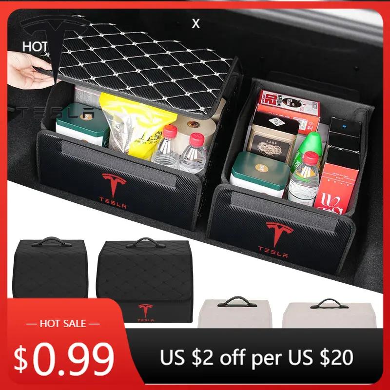 Car Sticker 2025 Hot Car Trunk Folding Storage Bag Stowing Tidying Accessories For Tesla Model 3 S Y X