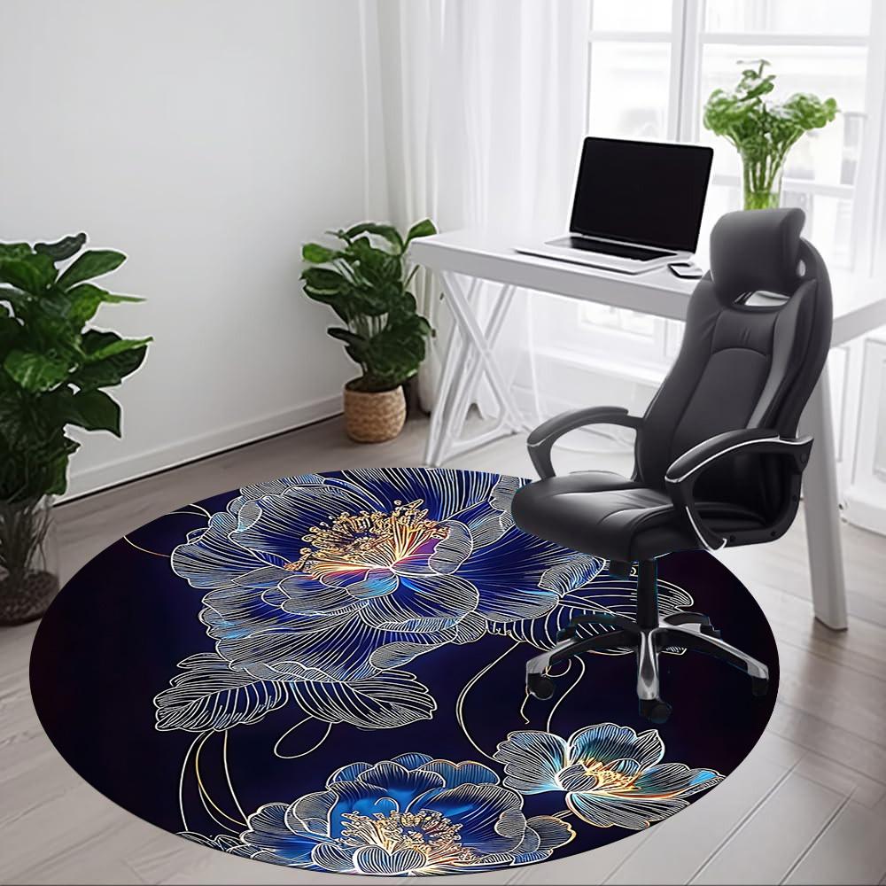 1pc Floral Design Office Round Area Rug, Indoor Mat Suitable For Office, Under Office Chairs Bedroom Living Room Home Decor, Room Deco