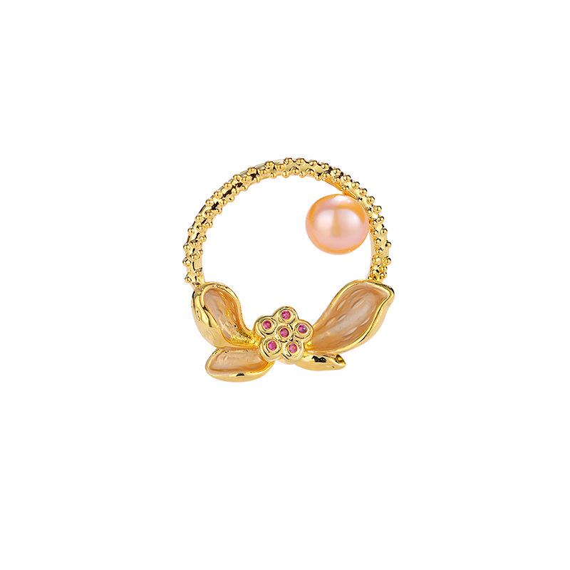 Bocxin Yun Lotus Flower Brooch: DIY Copper, Zirconia, Real Gold, Freshwater Pearl Accessory.