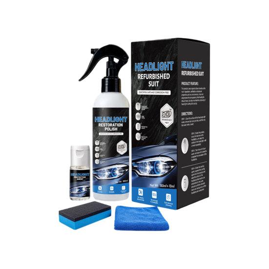Headlight Restoration Spray, 180ml Ceramic Coating for Yellowed Headlights, UV Protection Cleaner Polish for Car Front Lenses