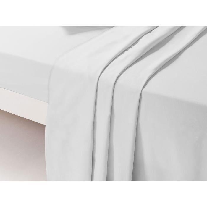 Drap Plat - DP135 - Blanc - 240 cm x 300 cm - 100% Coton - Lavable en machine à 60°