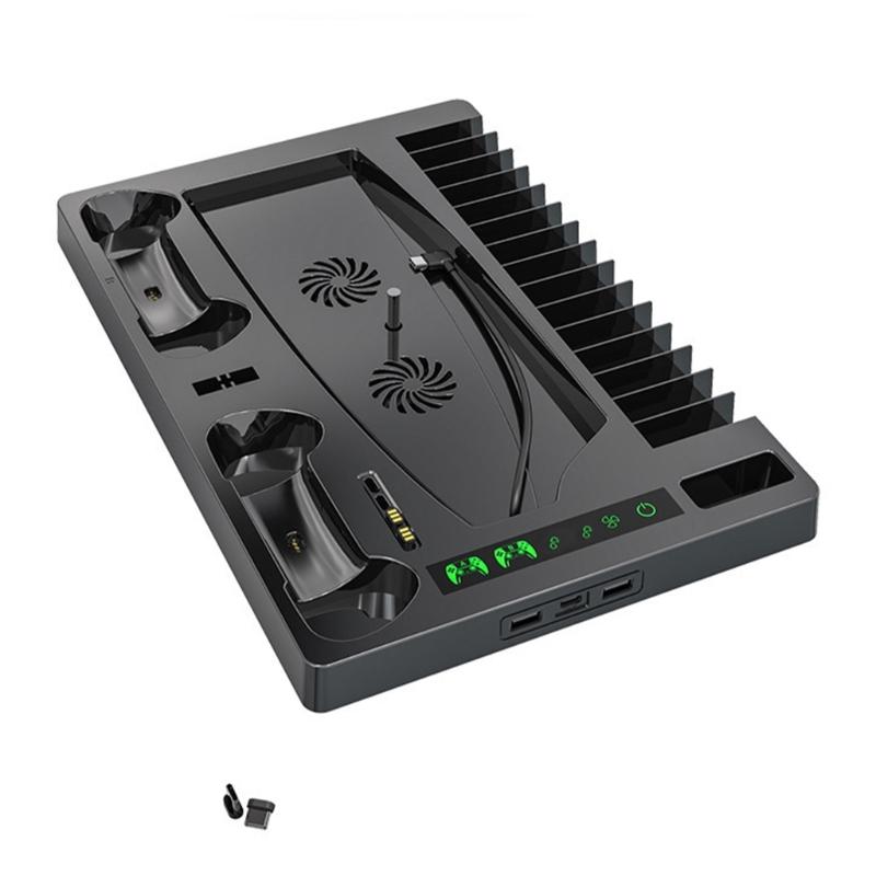 Vertical Cooling Stand Consoles Cooling Station For P5, Controller Charging Station, Headsets Rack,Game Organization